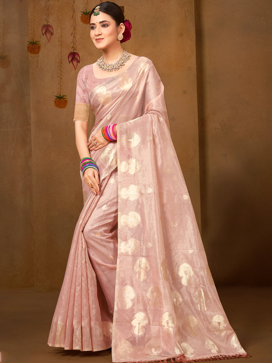 Sangam Prints Purple Munga Kota Woven Work Traditional Saree