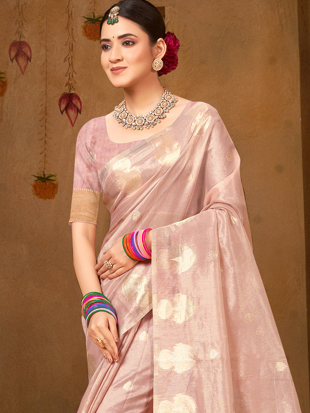Sangam Prints Purple Munga Kota Woven Work Traditional Saree