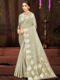 Sangam Prints Grey Munga Kota Woven Work Traditional Saree