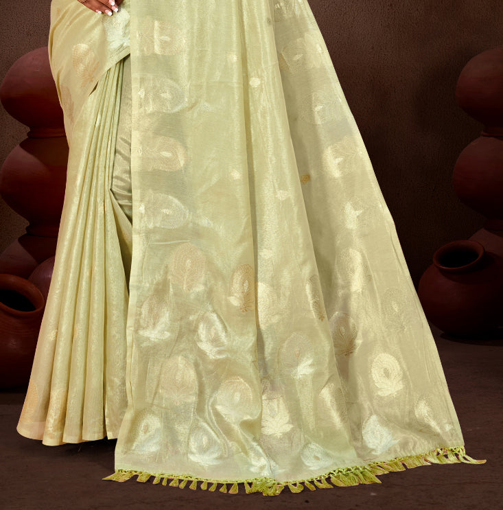 Sangam Prints Olive Green Munga Kota Woven Work Traditional Saree