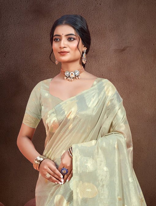 Sangam Prints Grey Munga Kota Woven Work Traditional Saree