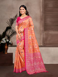 Sangam Prints Orange  Cotton Silk With Meena Woven Work Traditional Saree