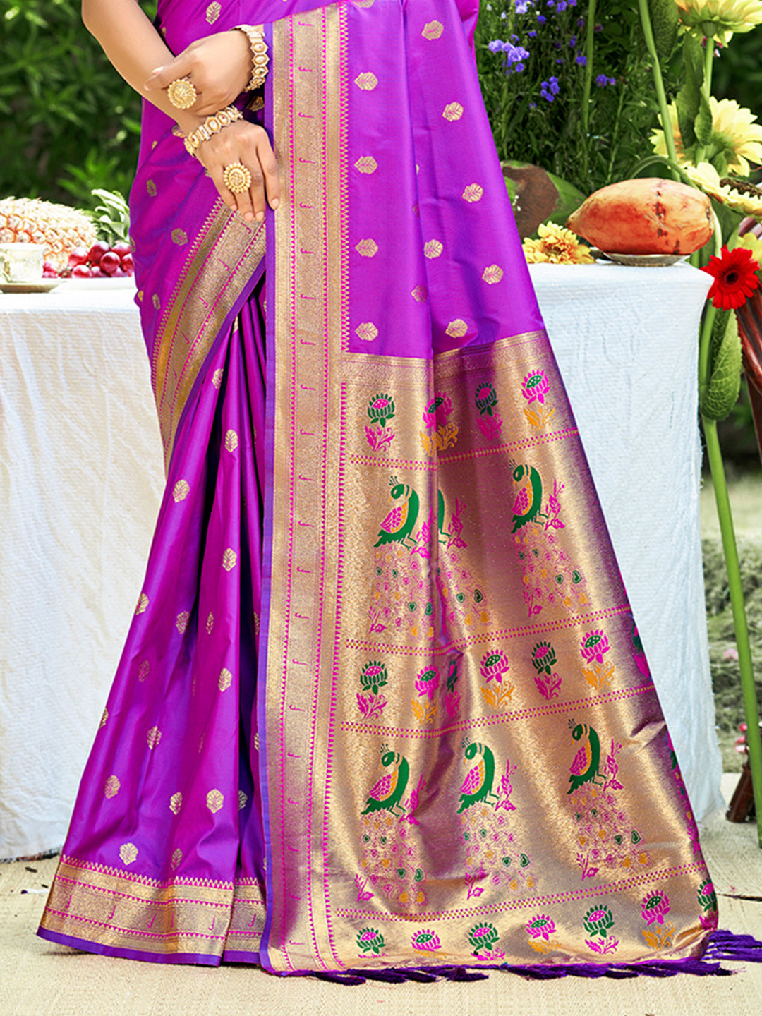 Sangam Prints Purple Silk Woven Work Traditional Saree