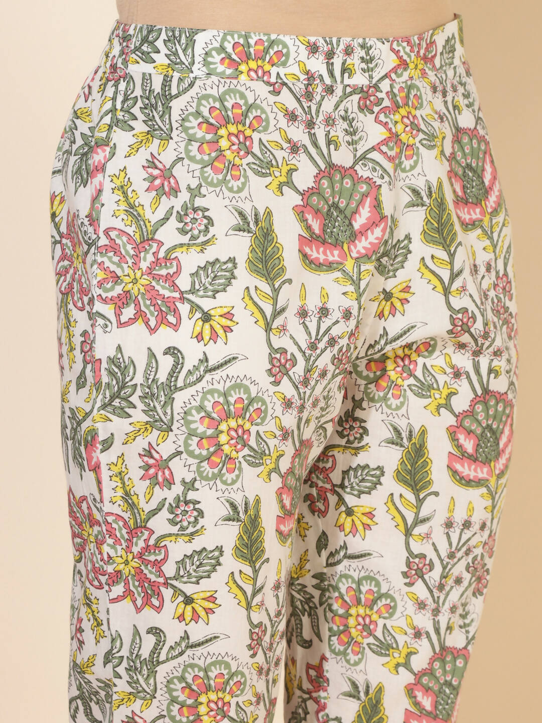 Janasya Women's White Cotton Printed Casual Regular Co-ords