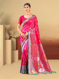 Sangam Prints Pink Silk Woven Work Traditional Saree