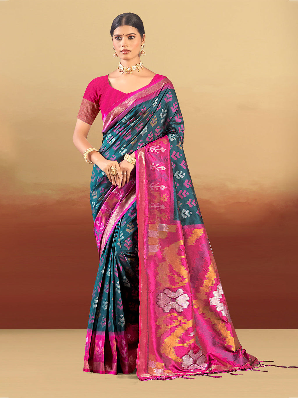 Sangam Prints Teal Silk Woven Work Traditional Saree