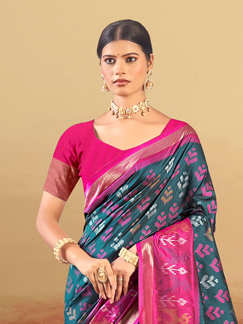 Sangam Prints Teal Silk Woven Work Traditional Saree
