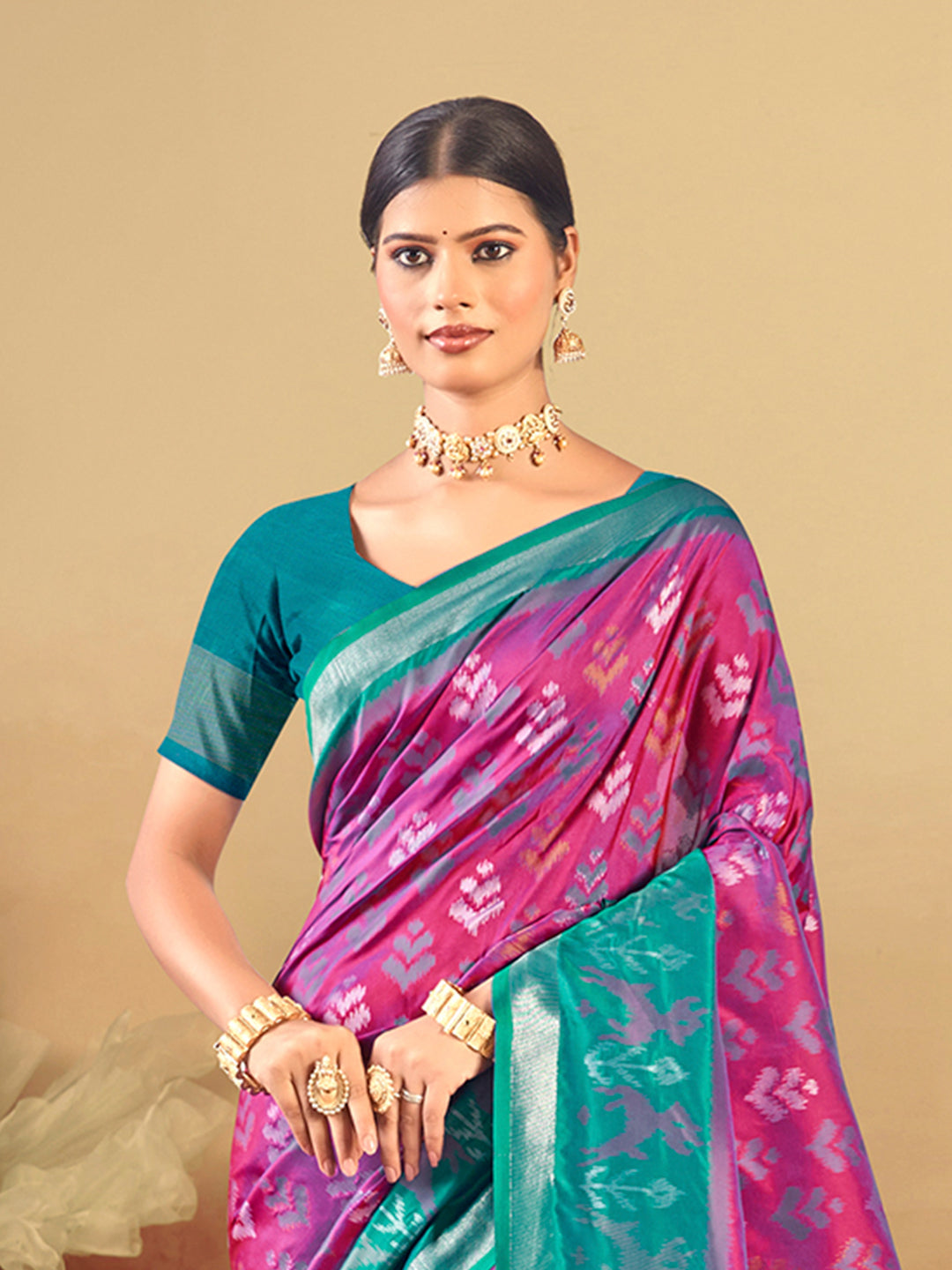 Sangam Prints Magenta  Silk Woven Work Traditional Saree