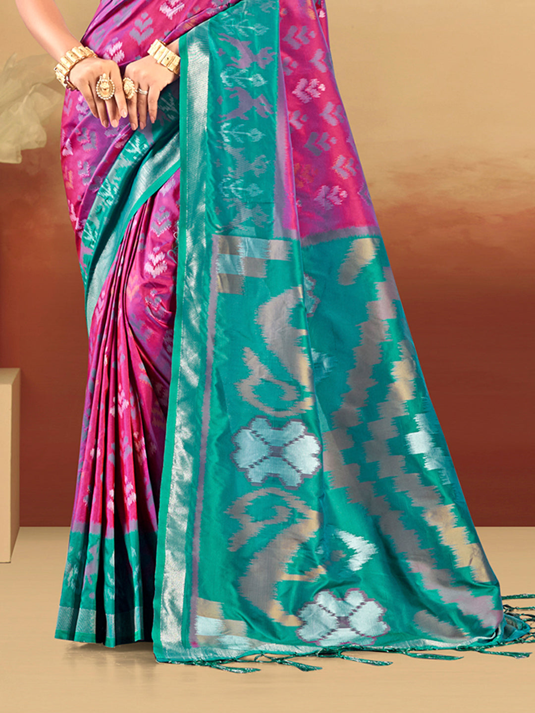 Sangam Prints Magenta  Silk Woven Work Traditional Saree