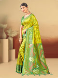 Sangam Prints Lime Green Silk Woven Work Traditional Saree