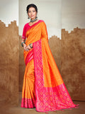 Sangam Prints Orange  Silk Woven Work Traditional Saree