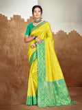 Sangam Prints Yellow Silk Woven Work Traditional Saree