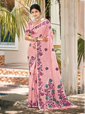 Sangam Prints Light Pink Linen Woven Work Traditional Saree