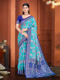 Sangam Prints Blue  Cotton Silk With Meena Woven Work Traditional Saree