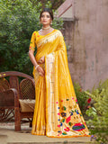Sangam Prints Yellow Silk Woven Work Traditional Saree