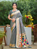 Sangam Prints Gray Silk Woven Work Traditional Saree