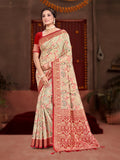 Sangam Prints Cream Cotton Silk With Meena Woven Work Traditional Saree