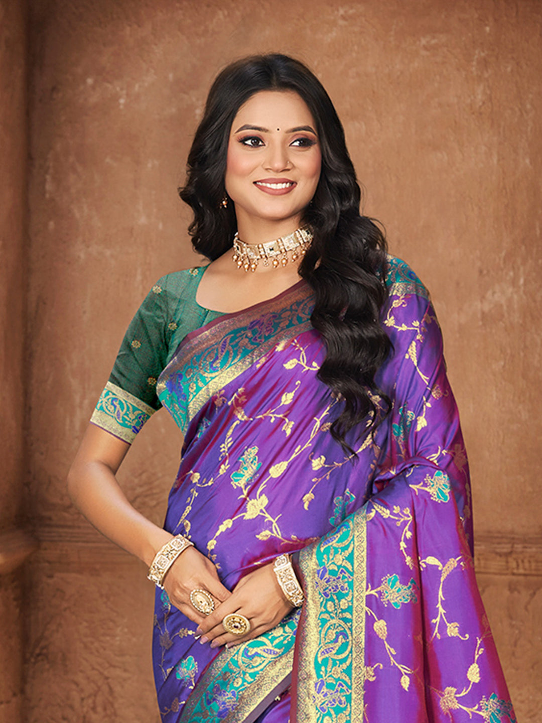 Sangam Prints Purple Silk Woven Work Traditional Saree