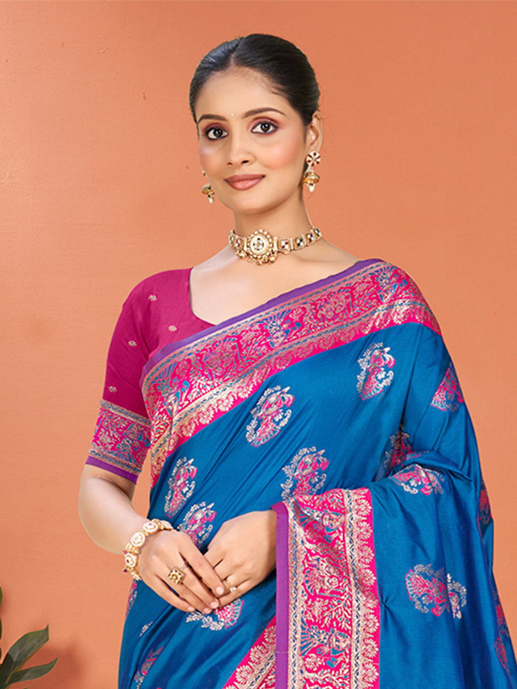 Sangam Prints Blue Silk Woven Work Traditional Saree