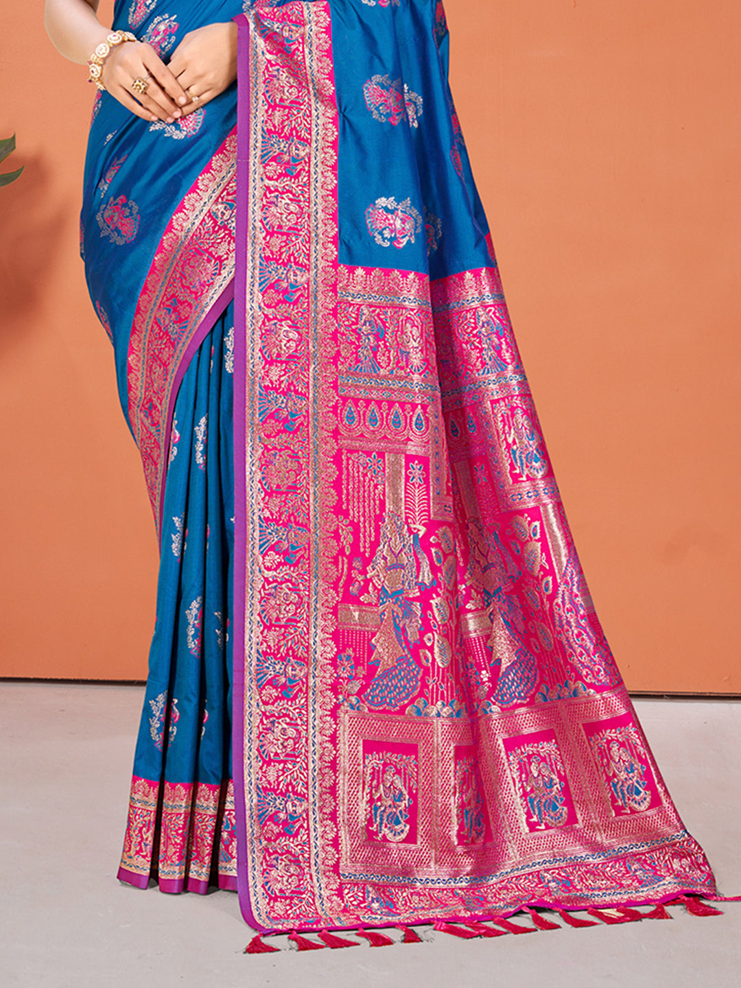 Sangam Prints Blue Silk Woven Work Traditional Saree