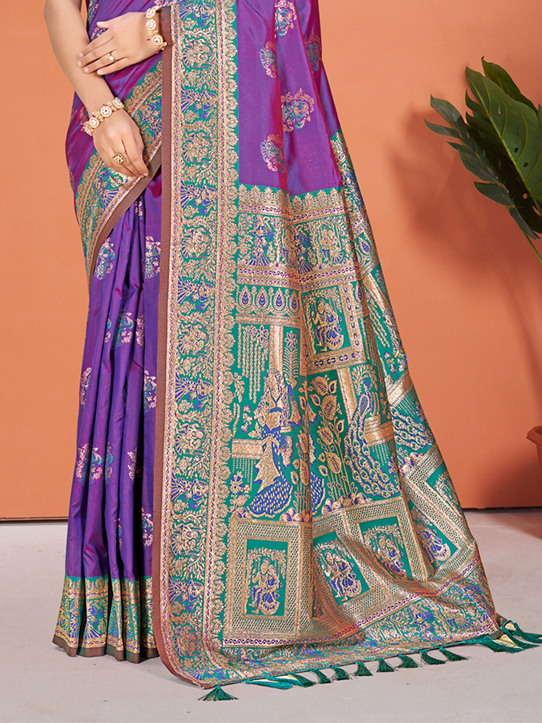 Sangam Prints Purple Silk Woven Work Traditional Saree