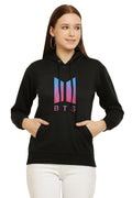 PAVONINE Black Color Bts-Design Pullover Hoodie Sweatshirt For Girls