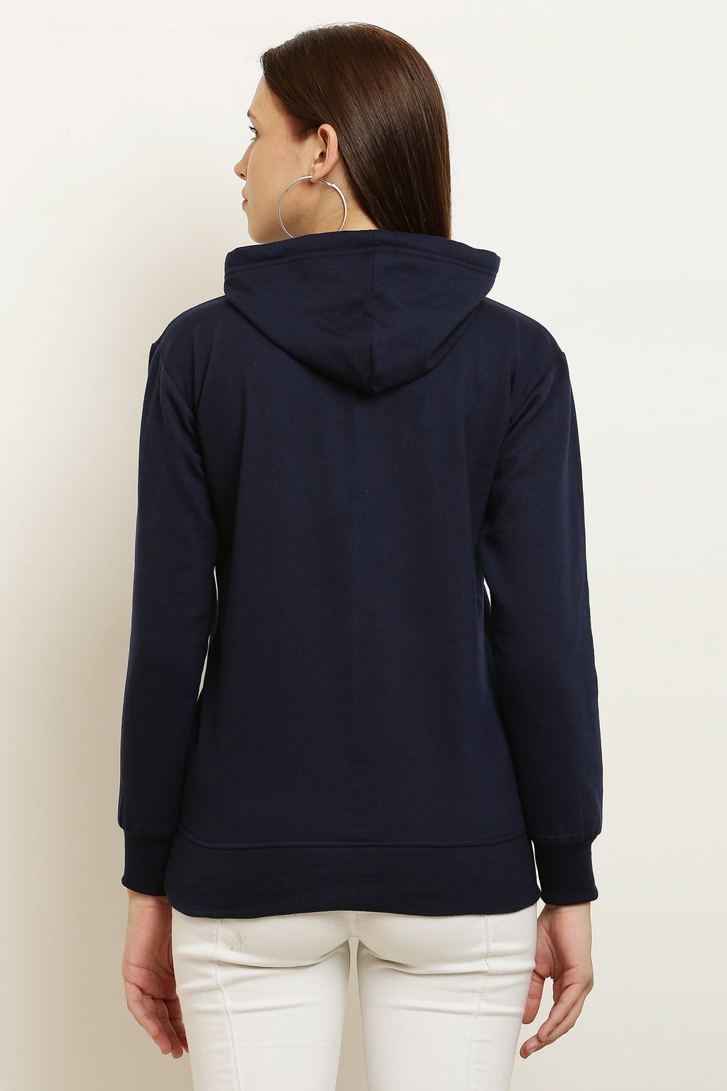 PAVONINE Navy Blue Color Bts-Design Pullover Hoodie Sweatshirt For Girls