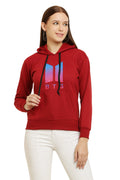 PAVONINE Red Color Bts-Design Pullover Hoodie Sweatshirt For Girls