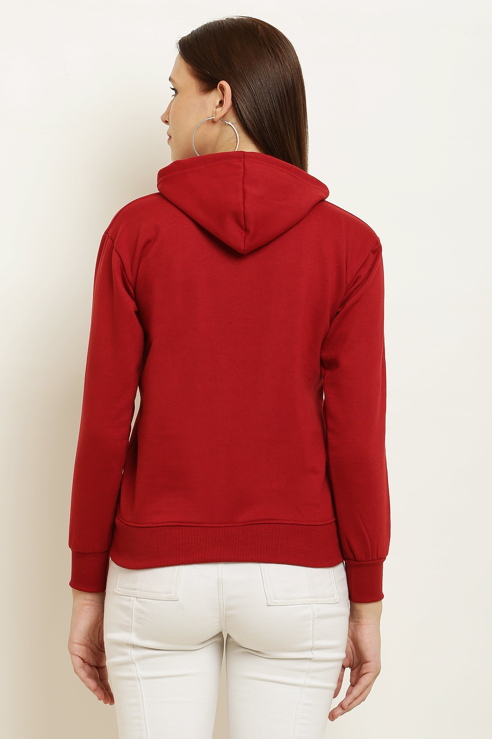 PAVONINE Red Color Bts-Design Pullover Hoodie Sweatshirt For Girls