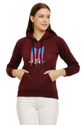 PAVONINE Maroon Color Bts Flower-Design Pullover Hoodie Sweatshirt For Girls