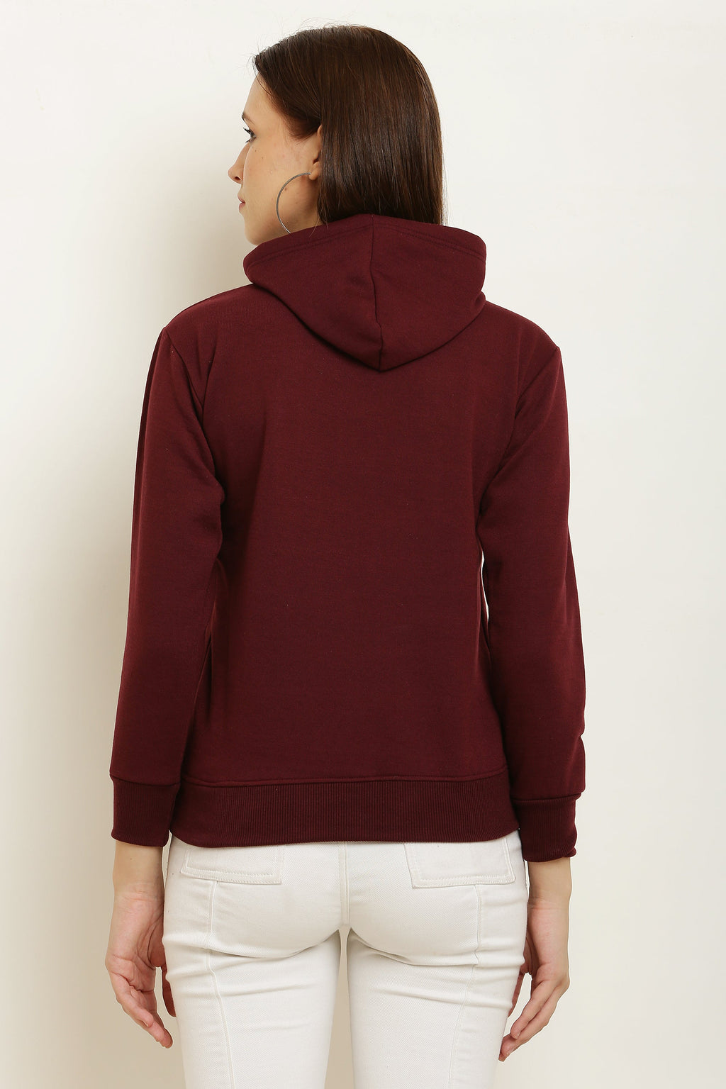 PAVONINE Maroon Color Bts Flower-Design Pullover Hoodie Sweatshirt For Girls
