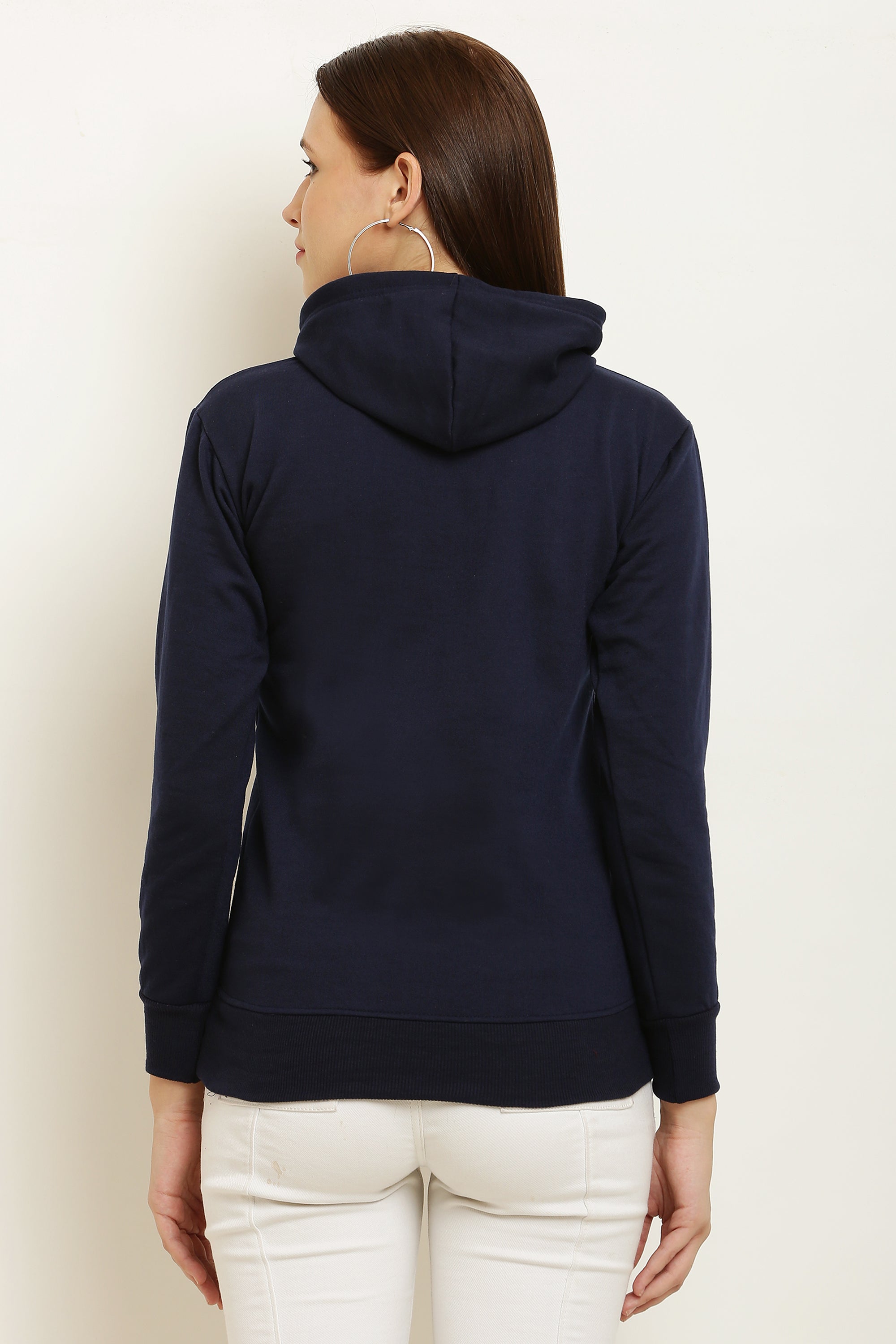 PAVONINE Navy Blue Color Bts Flower-Design Pullover Hoodie Sweatshirt For Girls