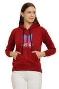 PAVONINE Red Color Bts Flower-Design Pullover Hoodie Sweatshirt For Girls