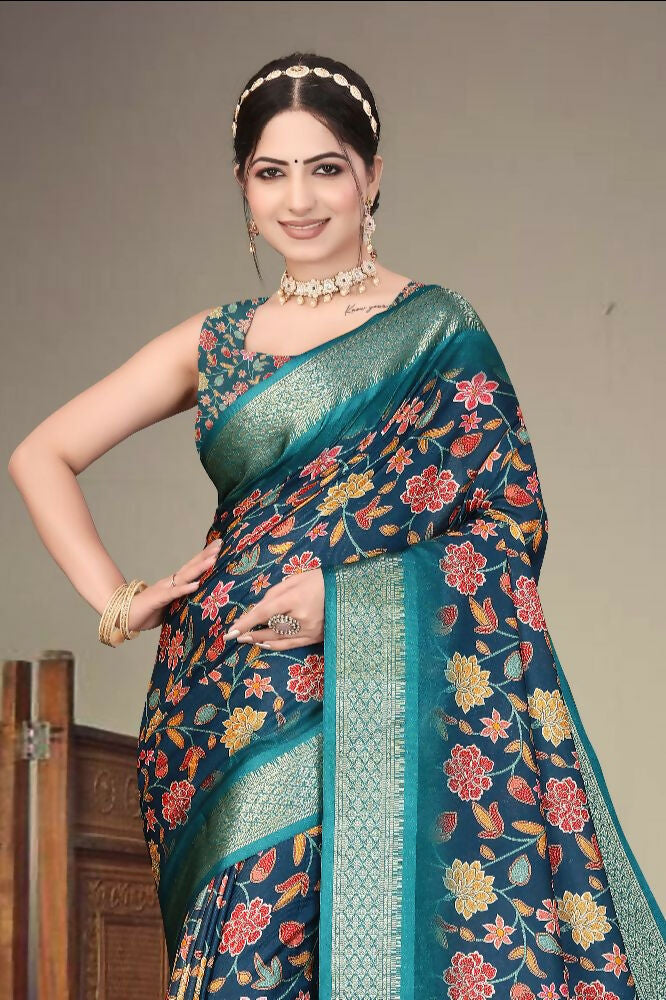 PR Fashion Multi Heavy Rich Cotton Silk Digital Print & Jacquard Saree