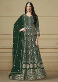 Bottle Green Embroidered Trendy Style Anarkali Suit - Emponline