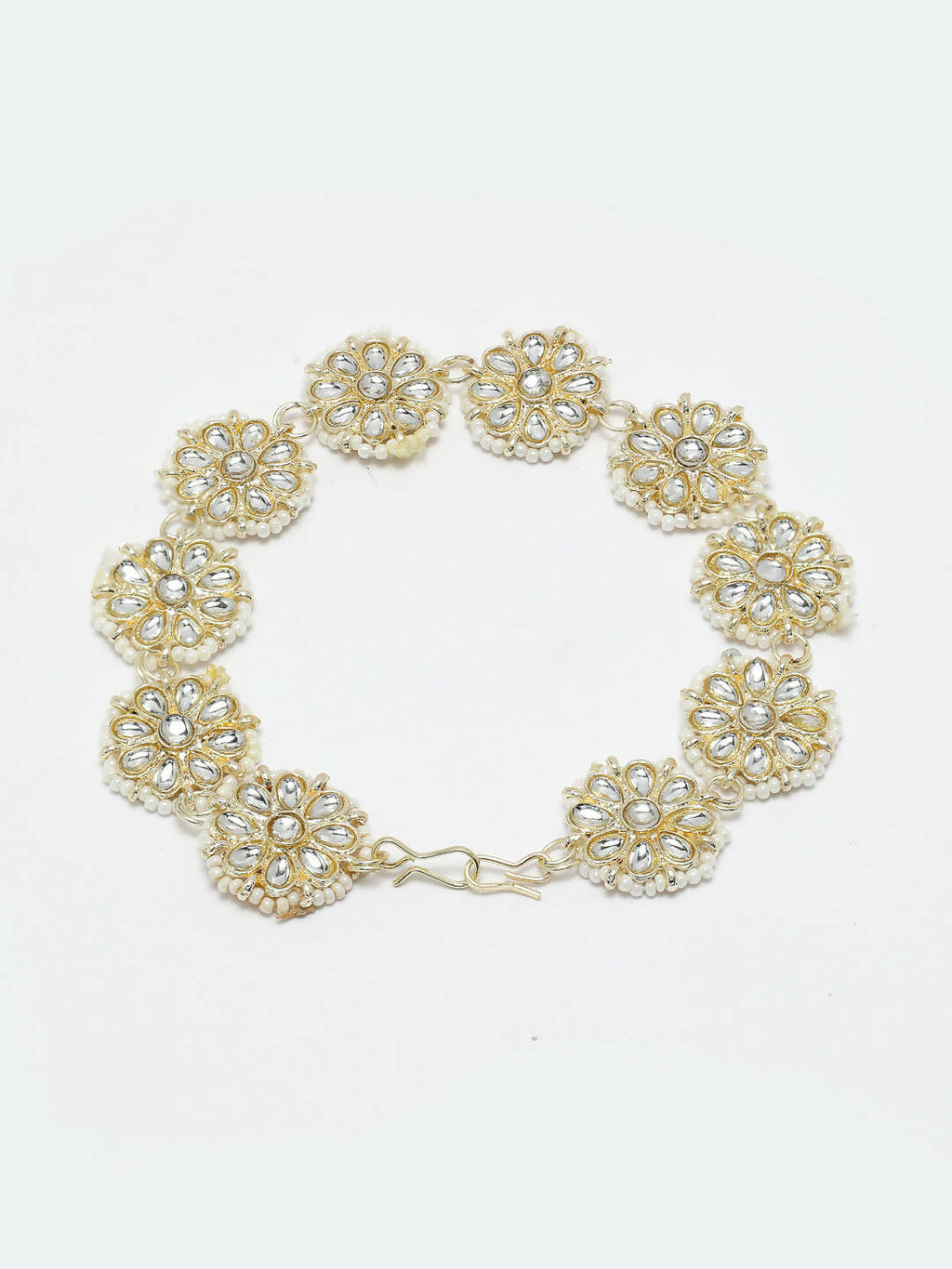NVR Women's Gold-Polished Traditional Trending Matha Patti
