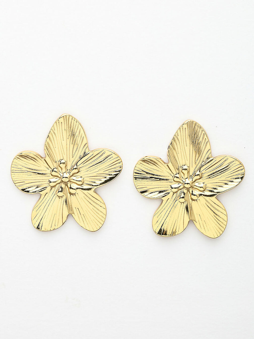 NVR Women's Gold-Polished Floral Shape Stud Earrings