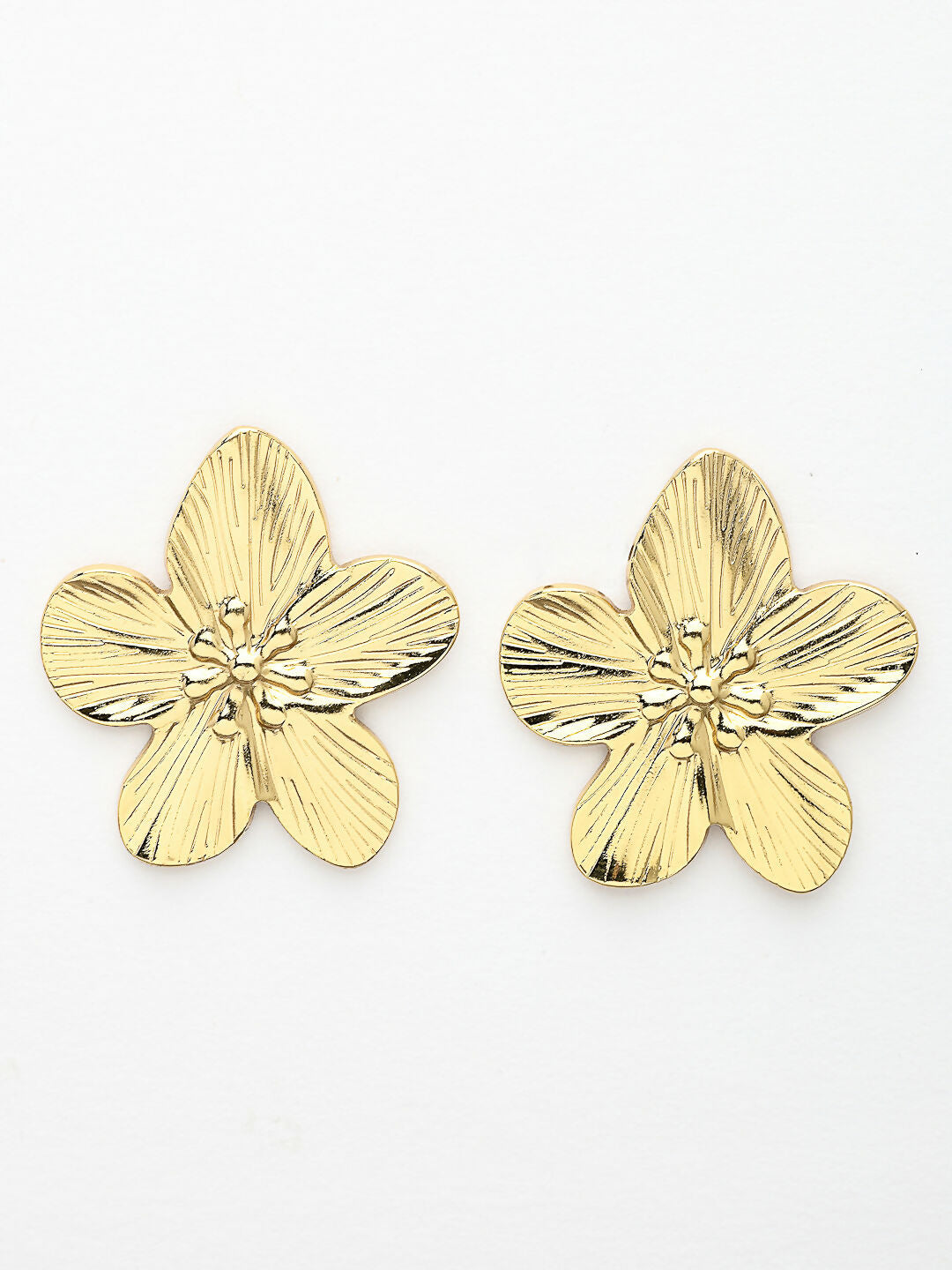 NVR Women's Gold-Polished Floral Shape Stud Earrings