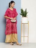Yufta Bandhani Pink Printed Kaftan Kurta