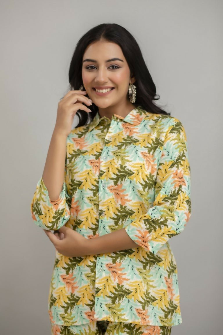 Alvano Women's Floral Printed Cotton Multicolour Co-Ord Set