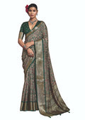 Joban Fashion Green Multi Color Dola Tussar Silk Self Jacquard Border Saree