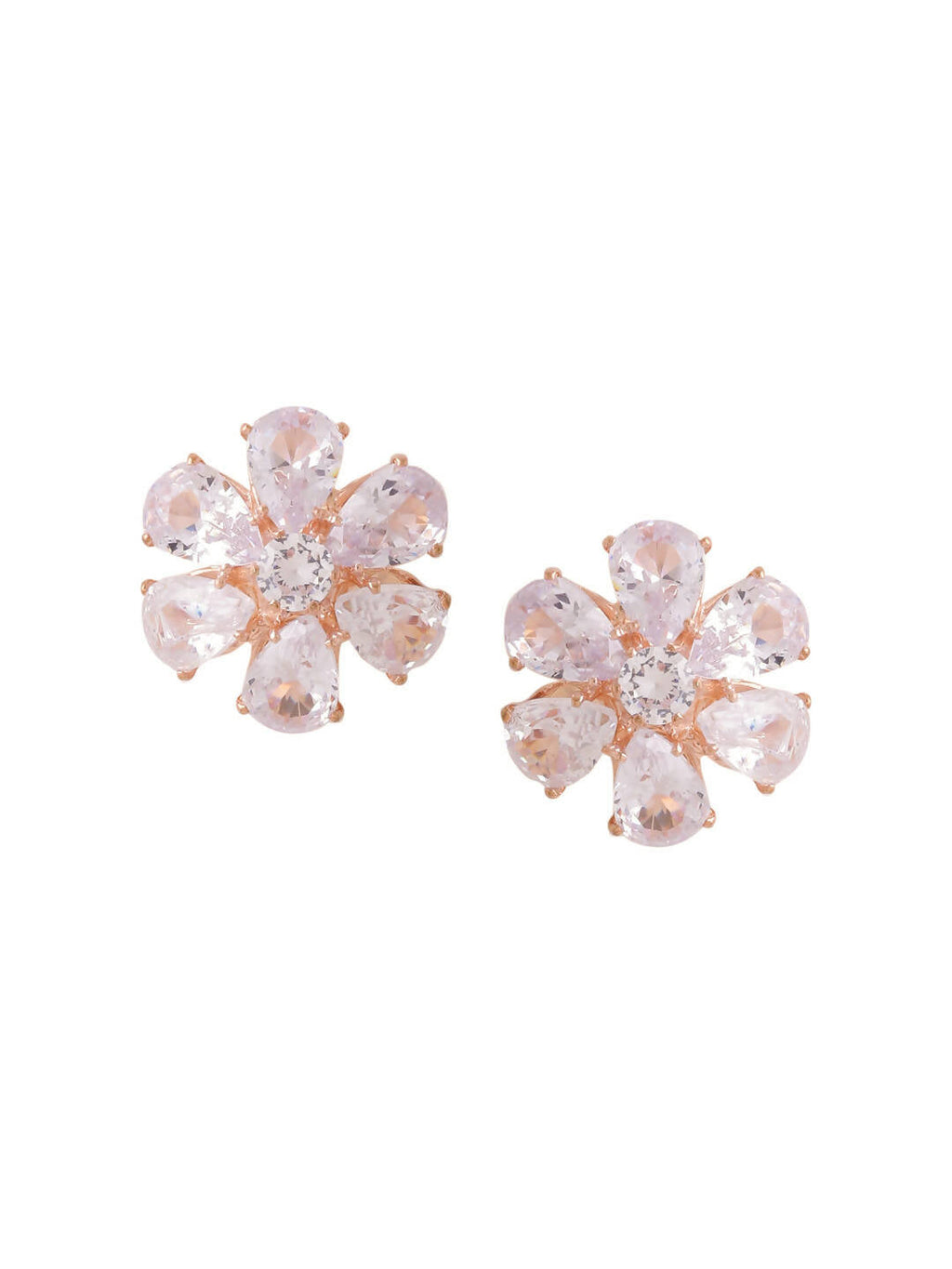 NVR Women Golden Cz Studded Studs Earrings