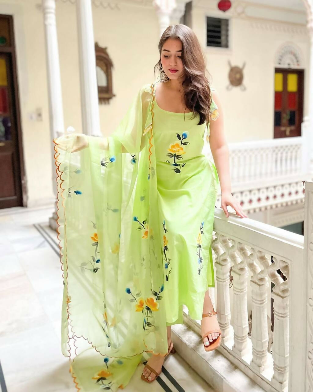 The52 Lemons Women's Gorgeous Printed Viscose Fabric Straight Kurta Pant with Dupatta Set
