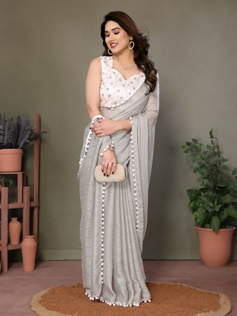 Designer Partywear Grey Banglor Fancy Saree - Kanak