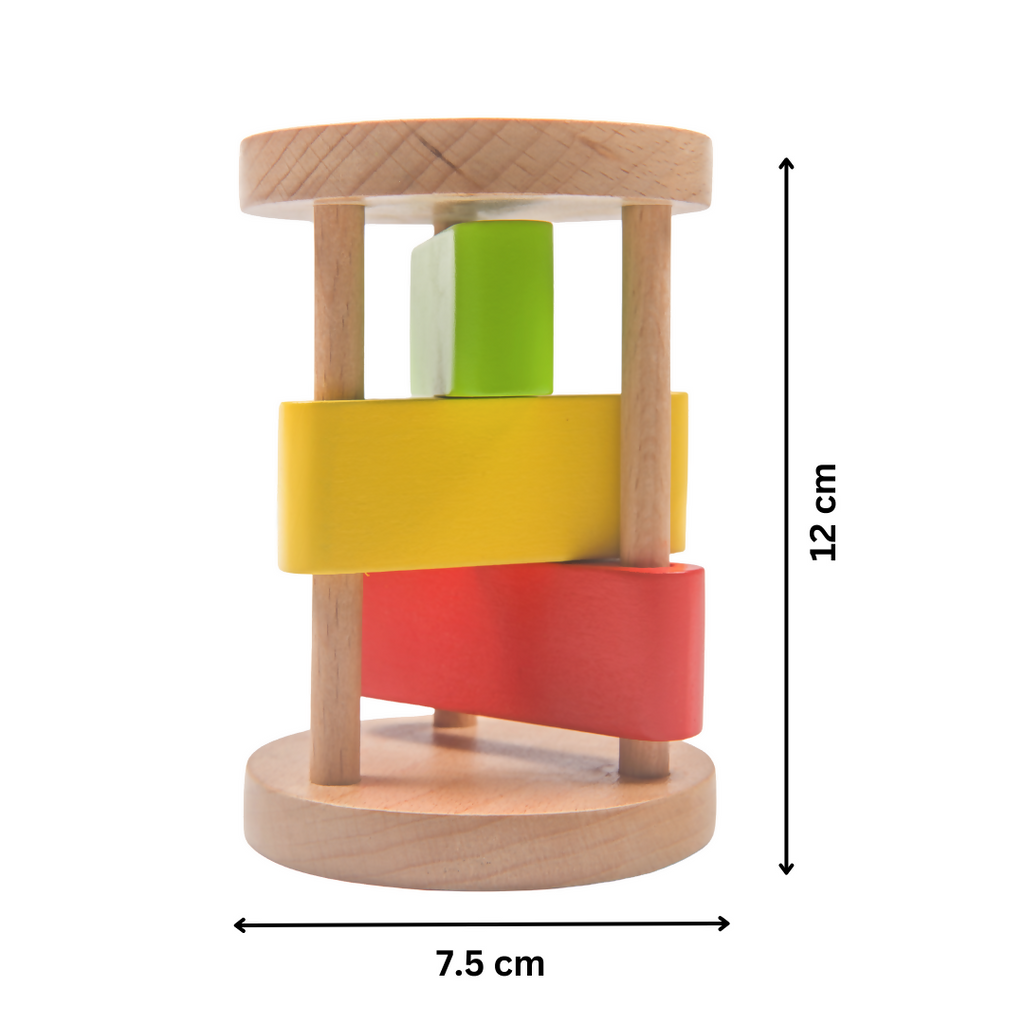 Nesta Toys Wooden Rattle Roll Clacker for Babies (6+ Months), Musical Toy for Sensory Exploration and Fine Motor Skills Development, Montessori Toy