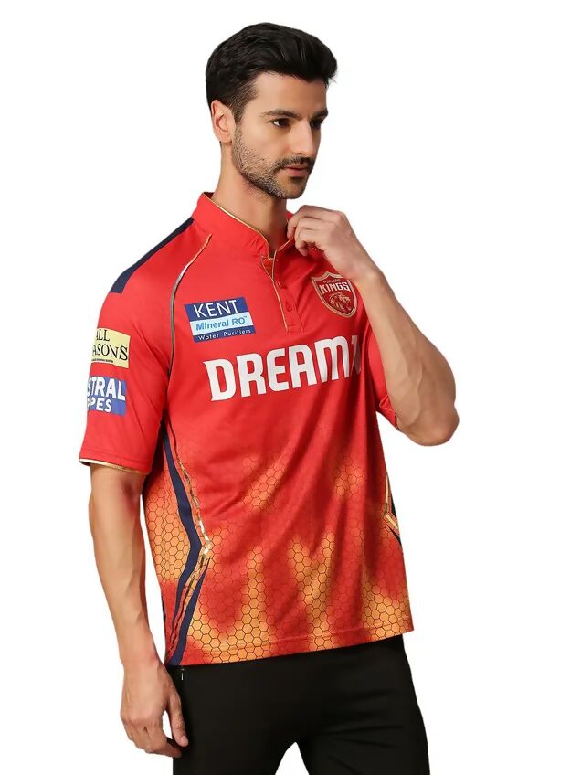 Punjab Kings Men Red Printed Half Sleeves Jersey IPL, T20