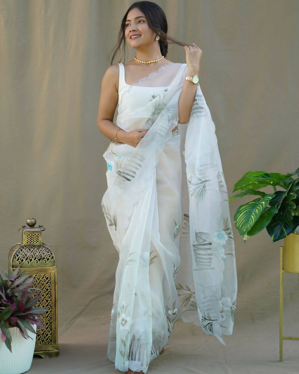 Vamsee Grey Organza Saree