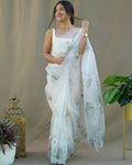 Vamsee Grey Organza Saree