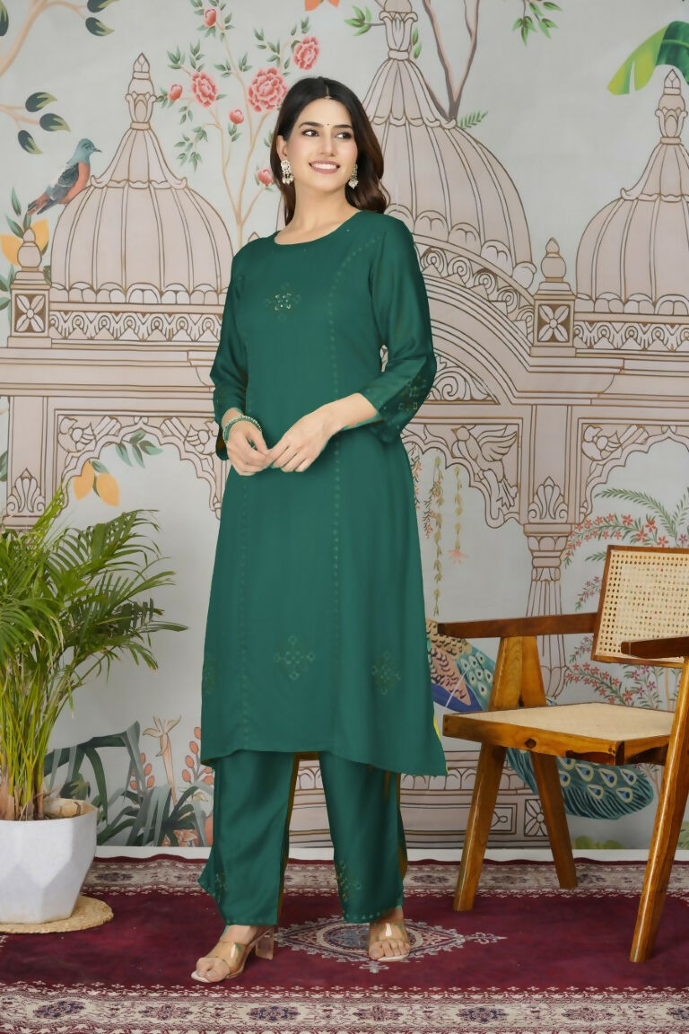 Festive Wear Ethnic Pure gaji silk with pocket inside kurti Rama Stitched Suit - Pihu
