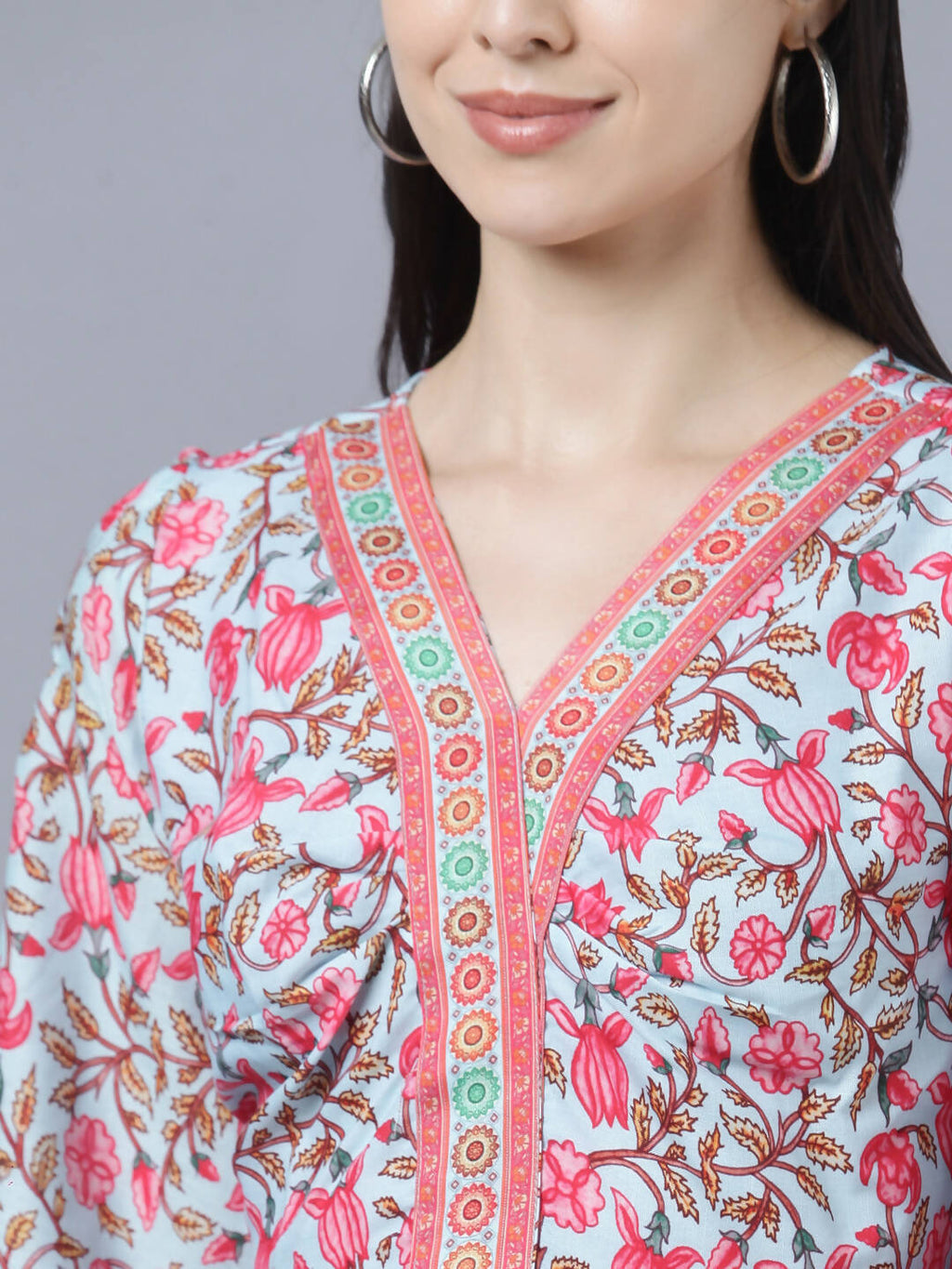 Myshka Women Red Printed Pure Cotton Maxi Dress